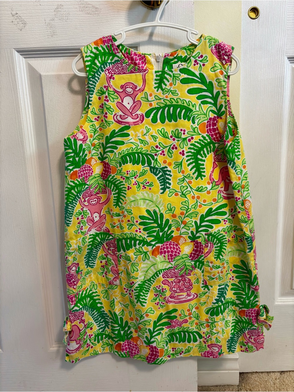 Lilly Pulitzer Yellow Tropical Print Shift Dress with Pink & Green Accents
